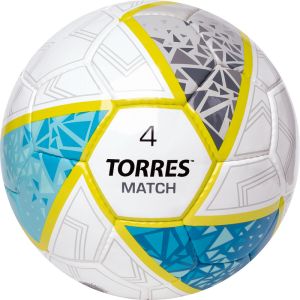 Мяч футбольный Torres Match F323974, 32 пан. ПУ, 4 под. слоя, ручн. сшивка, разм. 4, бел/сер/голубой Мяч футбольный Torres Match F323974, 32 пан. ПУ, 4 под. слоя, ручн. сшивка, разм. 4, бел/сер/голубой