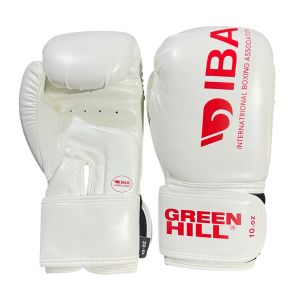 Перчатки для бокса Green Hill IBA арт.102319, белый/красный лого