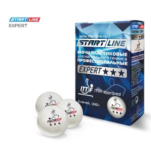 Набор шариков для настольного тенниса Start Line Expert 3 Star, 40+ мм, 6 шт., белый