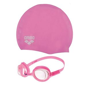 Очки+шапочка для плавания детские Arena Pool Set JR 92423-92, прозрачные линзы, розовый