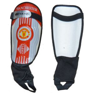 Щитки футбольные с голеностопом Manchester United, красный/серый