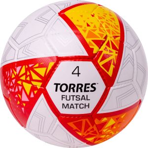 Мяч футзальный Torres Futsal Match FS323774, разм.4, 32 пан. ПУ,4 подкл.слоя, ручн.сш, бел/крас/желт