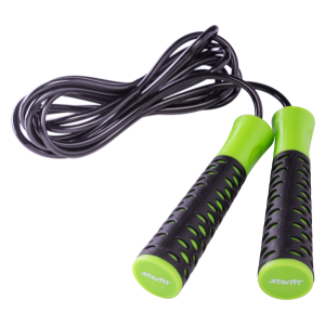Скакалка StarFit RP-103, длина 3.05 м, с нескользящей ручкой, черный/зеленый