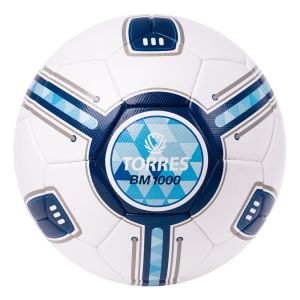 Мяч футбольный Torres BM1000, F323625, р.5, 32 панел., мягкий ПУ, термосшивка, белый/синий/голубой