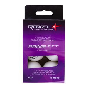 Набор шариков для настольного тенниса Roxel 3* Prime, 40+ мм, 6 шт., белый