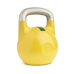 Гиря чемпионская  6 кг, алюминий, желтый с зеленой полосой