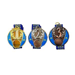 Медаль 6.5 см "Герб место темно-синяя лента"