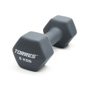 Гантель цельнолитая Torres PL522505, неопрен, 5 кг, серый