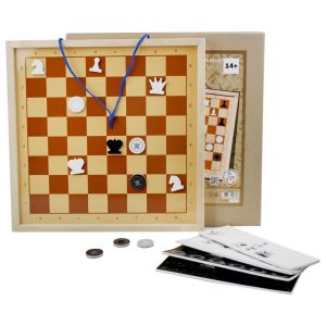 Шахматы и шашки демонстрационные мини магнитные арт. 04361, доска 370х370х25 мм