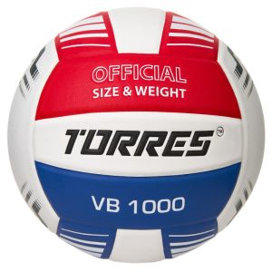 Мяч волейбольный Torres VB 1000, V32415, р.5, синт.кожа (микрофибра), клееный, бут.кам, бел/син/крас