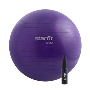 Фитбол StarFit GB-109, 75 см, антивзрыв, с насосом, фиолетовый