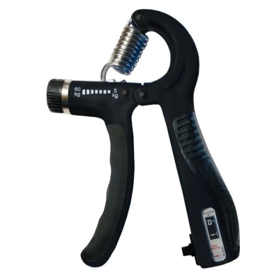 Эспандер кистевой пружинный "Регулируемый со счетчиком", от 5 до 60 кг, черный