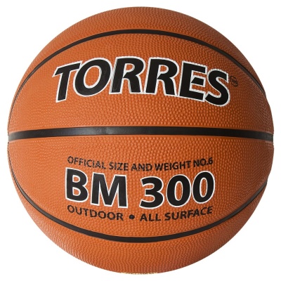 Мяч баскетбольный Torres BM300, B02016, резина, бутил. камера, разм. 6
