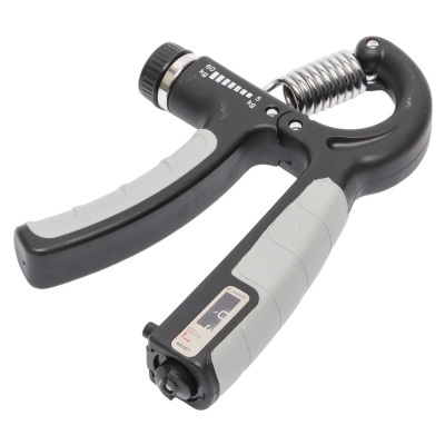 Эспандер кистевой пружинный "Регулируемый со счетчиком", от 5 до 60 кг, черный/серый