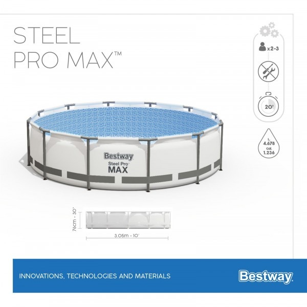 Бассейн надувной Bestway Steel Pro Max 56408, фильтр-насос, 305 х 76 см, 4678 л