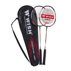 Набор для бадминтона Wish Fusiontec 799K, алюминий, 2 ракетки, 2 волана, чехол, синий/оранжевый