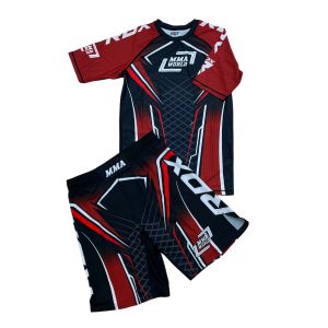 Рашгард 2 в 1 для MMA RDX MMA World 8506, футболка/шорты, красный