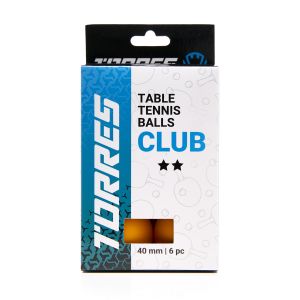 Набор шариков для настольного тенниса Torres Club 2* TT23013, 40+ мм, 6 шт., оранжевый
