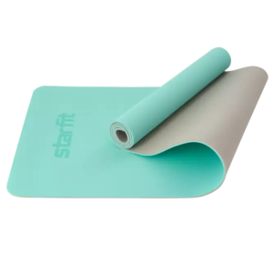 Коврик для йоги StarFit FM-201, ТПЭ, 6 мм, разм. 183 х 61 см, мятный/серый