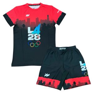 Рашгард 2 в 1 для MMA Asics LA OLYMP 2028 арт.11062 RED, футболка/шорты, красный