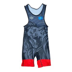 Туника для борьбы KZ Lion арт.325, черный/красный