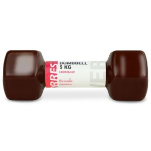 Гантель цельнолитая Torres PL522207,  5 кг, металл в виниловой оболочке, шестигранник, коричневый