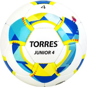 Мяч футбольный Torres Junior F320234, глянц.ПУ, 3 подкл. сл, 32п, руч сшивка, разм. 4, белый/синий Мяч футбольный Torres Junior F320234, глянц.ПУ, 3 подкл. сл, 32п, руч сшивка, разм. 4, белый/синий