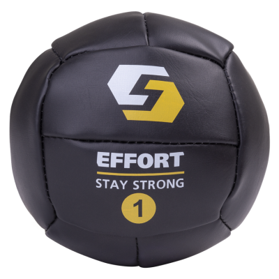 Медицинбол Effort, 1 кг, диам. 14 см, винилискожа, черный