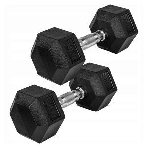 Гантели цельнолитые шестигранные Металл+резина, 10 кг, пара, черный