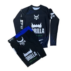 Рашгард 2 в 1 для MMA Buka, рашгард/ шорты, черный/синий