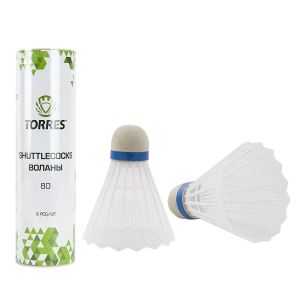 Воланы для бадминтона Torres 80 BD20107, пластик, упак. 6 шт., белый