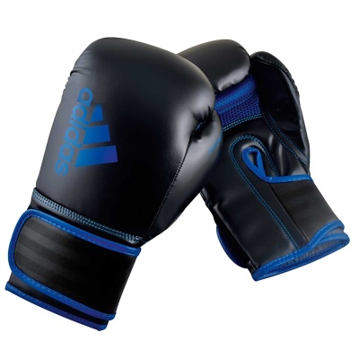 Перчатки для бокса Adidas Hybrid 80 adiH80, черный/синий, разм. 8 ун