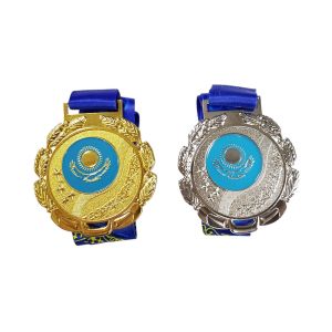 Медаль 6 см "Звезда темно-синяя лента"