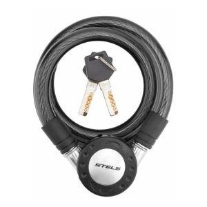 Замок для велосипеда Stels 87708, тросовый, 120 см, диам. 12 мм, черный