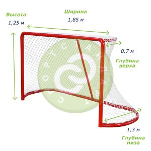 Сетка для хоккейных ворот арт. 060330, пара, капрон, 1.85х1.25х0.7х1.3 м, яч.4 см, нить 3 мм, белый