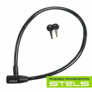 Замок для велосипеда Stels 86106, тросовый, 80 см, диам. 6 мм, черный