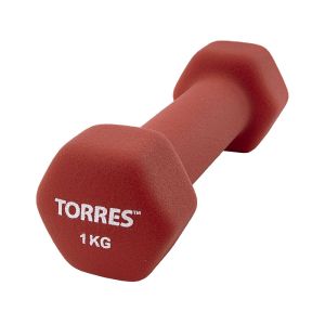 Гантель цельнолитая Torres PL55011, неопрен, 1 кг, красный