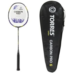 Ракетка для бадминтона Torres Carbon Pro6 BD23521, стерж/обод из карбона, со стр, фиолетовый