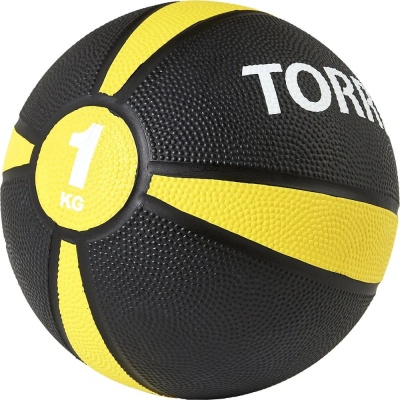 Медицинбол Torres AL00221, 1 кг, диам. 19.5 см, резина, черный/желтый