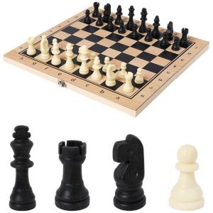 Шахматы 3 в 1 Xin Liye W3517, разм. 340 x 340 мм, дерево