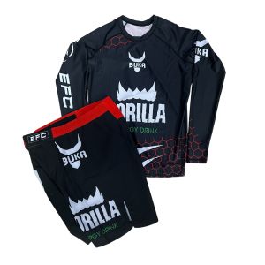 Рашгард 2 в 1 для MMA Buka, рашгард/шорты, черный/красный