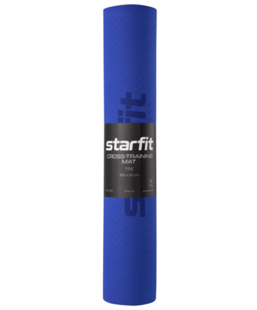 Коврик для йоги StarFit FM-201, ТПЭ, 4 мм, разм. 183 x 61 см, темно-синий/синий