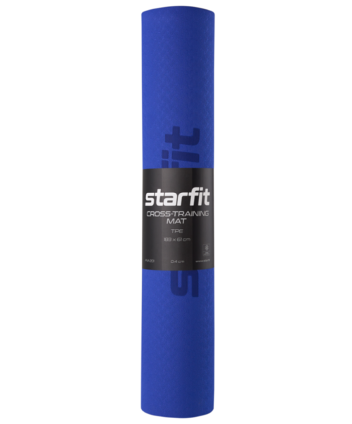 Коврик для йоги StarFit FM-201, ТПЭ, 4 мм, разм. 183 x 61 см, темно-синий/синий