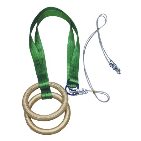Кольца для гимнастики, с метал. тросом, зеленый