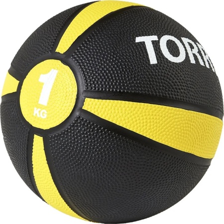 Медицинбол Torres AL00221, 1 кг, диам. 19.5 см, резина, черный/желтый