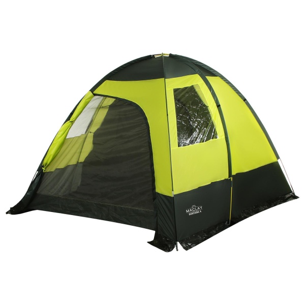 Палатка туристическая Maclay Santana 4, разм. 280 x 380 x 200 см, 4-местная, двухслойная, желтый