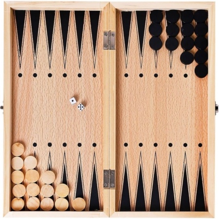 Шахматы 3 в 1 Xin Liye W3517, разм. 340 x 340 мм, дерево