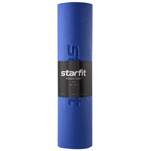 Коврик для йоги StarFit FM-101, ПВХ, 8 мм, разм. 183 х 61 см, темно-синий