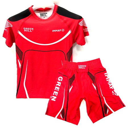 Рашгард 2 в 1 для MMA Green Hill 11005, футболка/шорты, красный, разм. 164