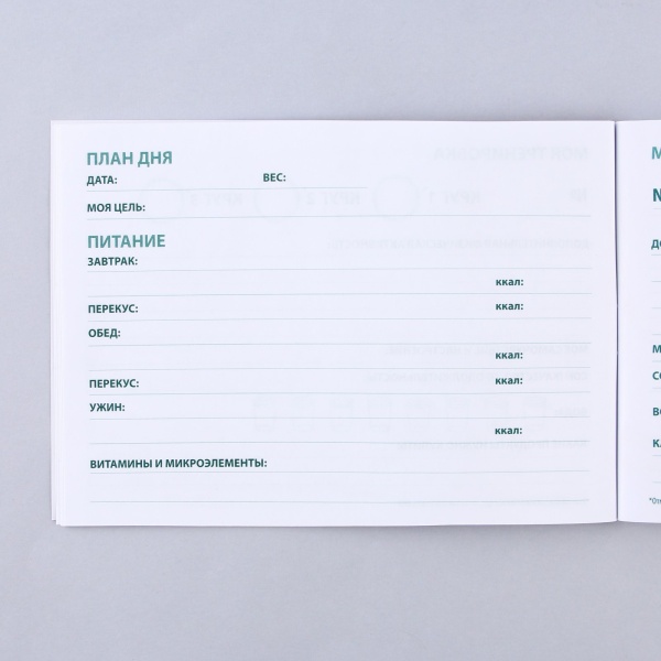 Дневник тренировок и питания «Фитнес» 9231612, 48 листов, 15,3 х 12,4 см